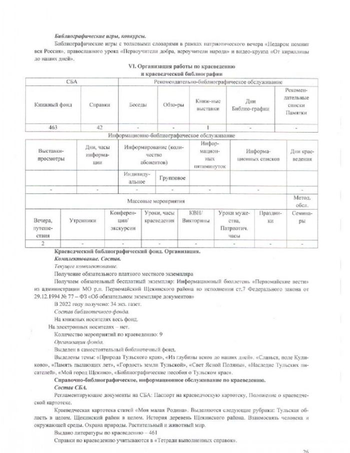 Информационный отчет за 2022 год МКУК "Первомайская детская библиотека"